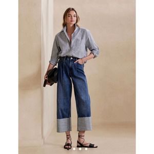 Banana Republic NWT High Rise Cropped Wide Leg Jeans Size 28